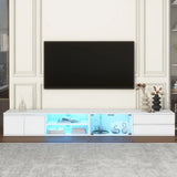 Modern App-Controlled LED Light White Marble TV Stand - Omega Lifestyles