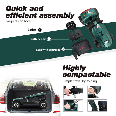 Outdoor Compact Emerald Mobility Scooter With USB Charger Port - Omega Lifestyles