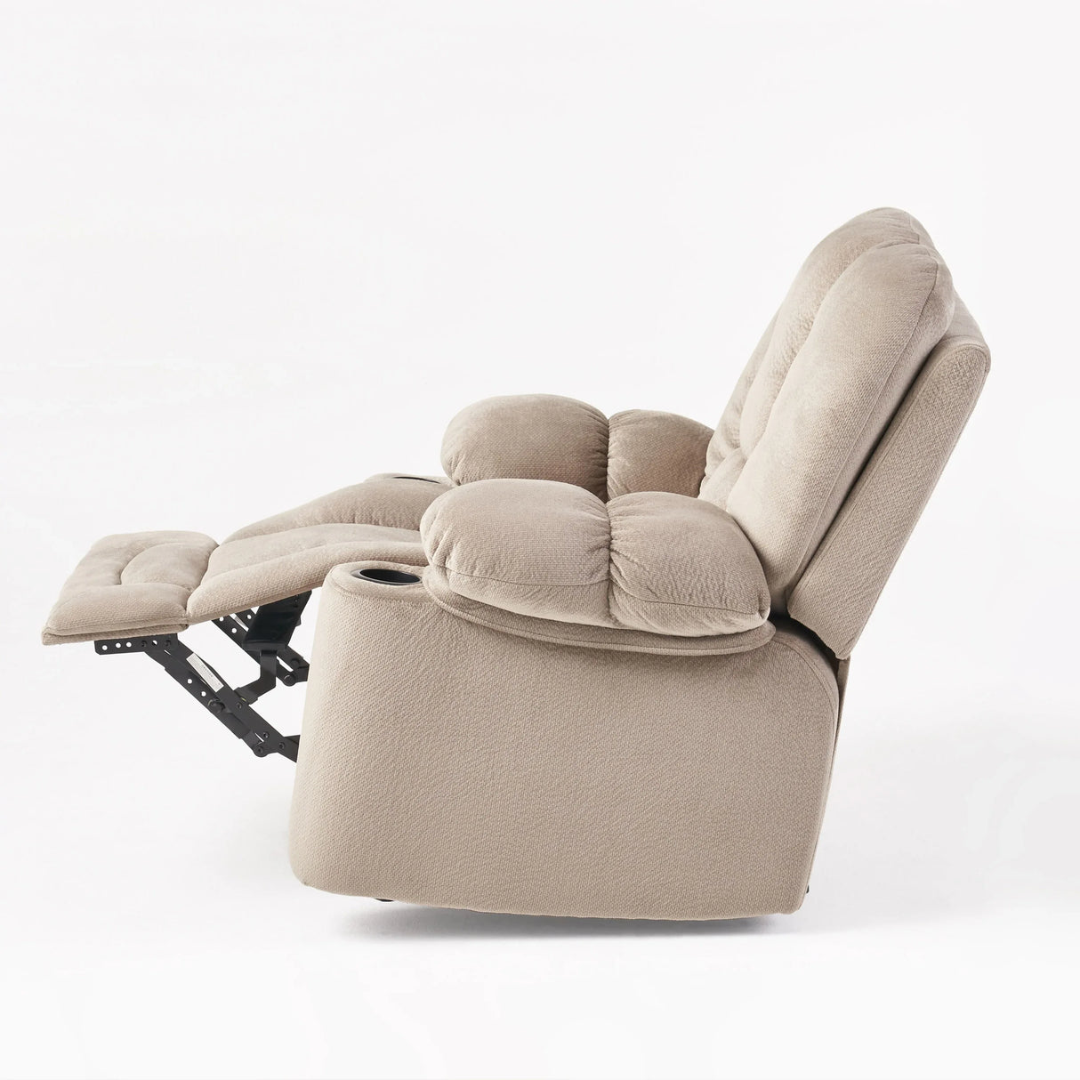 Manual Recliner Chair With Skin-Friendly Fabric And Cup Holders - Omega Lifestyles