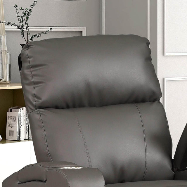 Electric Power Recliner Chair Upholstered Faux Leather Gray - Omega Lifestyles