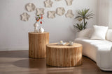 Set of 2 Natural MDF Fir Round Coffee Tables - Omega Lifestyles