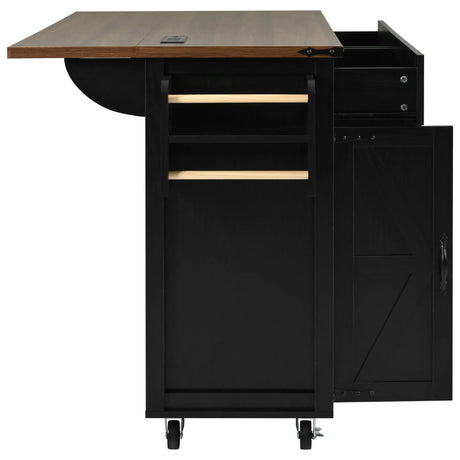 Farmhouse Style Rolling Kitchen Island With Power Outlet - Omega Lifestyles