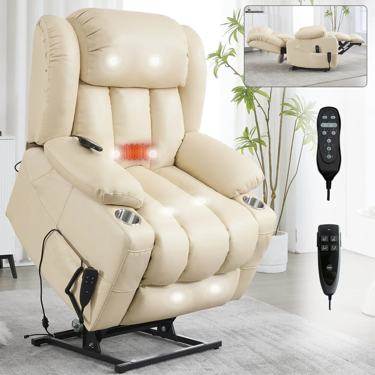 Dual Motor Power Lift Recliner Chair With Massage Heating - Omega Lifestyles