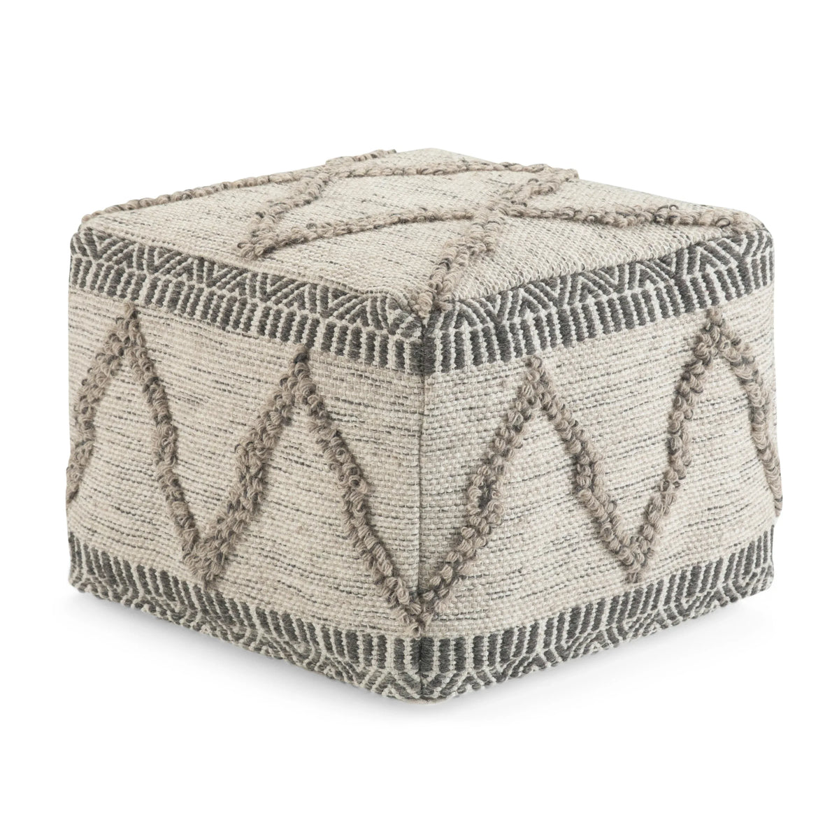 Handcrafted Wool Cotton Square Pouf Accent Furniture - Omega Lifestyles