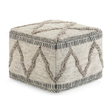 Handcrafted Wool Cotton Square Pouf Accent Furniture - Omega Lifestyles