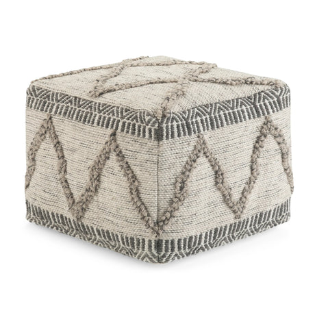 Handcrafted Wool Cotton Square Pouf Accent Furniture - Omega Lifestyles