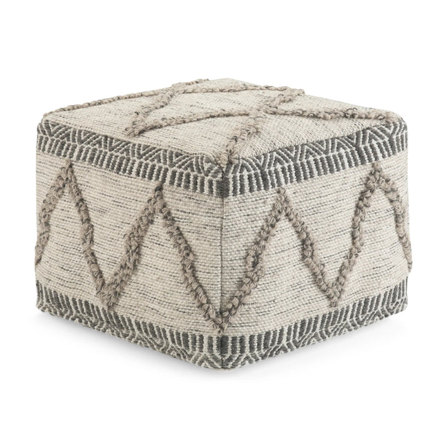 Handcrafted Wool Cotton Square Pouf Accent Furniture - Omega Lifestyles