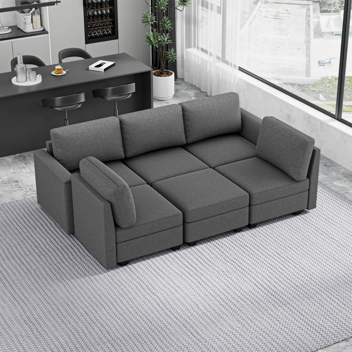 Modular 5-Seater Chaise Lounge Memory Foam Sofa - Omega Lifestyles