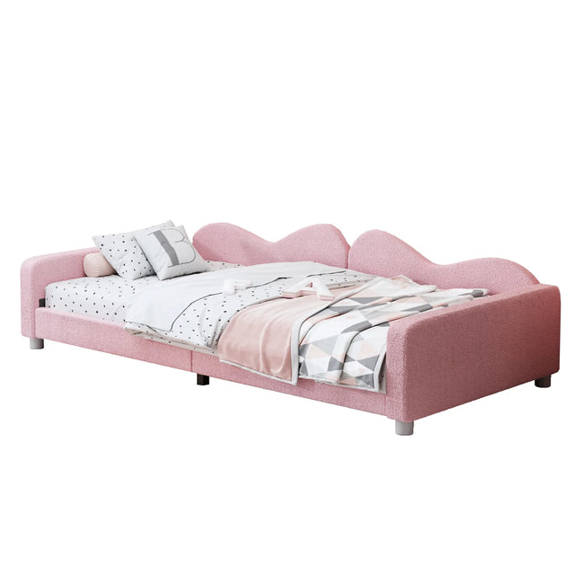 Twin Upholstered Sherpa Fabric Daybed With Cloud Backrest - Omega Lifestyles