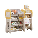 Kids 4-Tier Bookshelf Toy Storage Organizer With Bins
