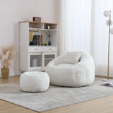 Ergonomic Chenille Foam-Padded Round Chair With Ottoman - Omega Lifestyles