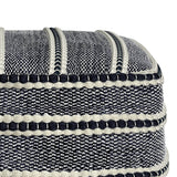 Square Woven Outdoor Indoor Navy White Pouf - Omega Lifestyles