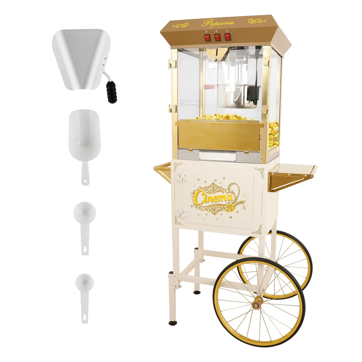 Commercial 16Oz Stainless Steel Popcorn Machine With Cart - Omega Lifestyles