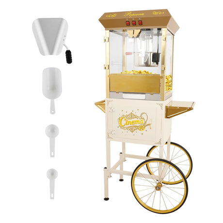 Commercial 16Oz Stainless Steel Popcorn Machine With Cart - Omega Lifestyles