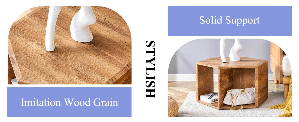 Hexagonal MDF Storage Coffee Table With Pattern - Omega Lifestyles