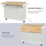 Kitchen Cart With Rubber Wood Drop-Leaf Countertop Storage - Omega Lifestyles