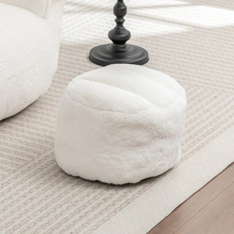 Faux Fur High Density Foam Bean Bag Chair With Footstool - Omega Lifestyles