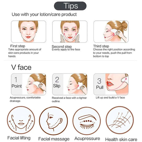 Pink Resin Jade Roller And Gua Sha Facial Massage Set - Omega Lifestyles