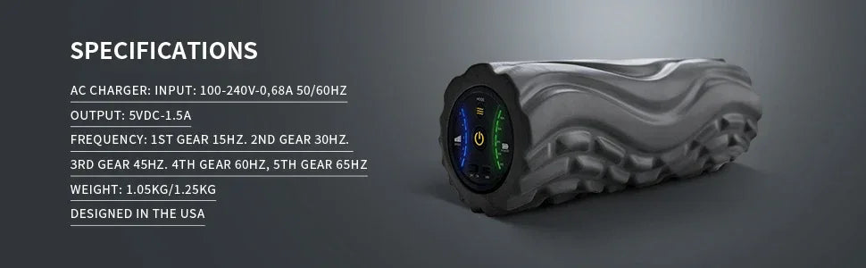 Electric Rechargeable Vibrating Foam Roller Deep Tissue Massager - Omega Lifestyles