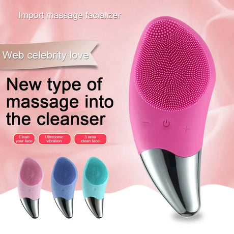 Silicone Mini Electric Facial Cleanser Waterproof Rechargeable - Omega Lifestyles