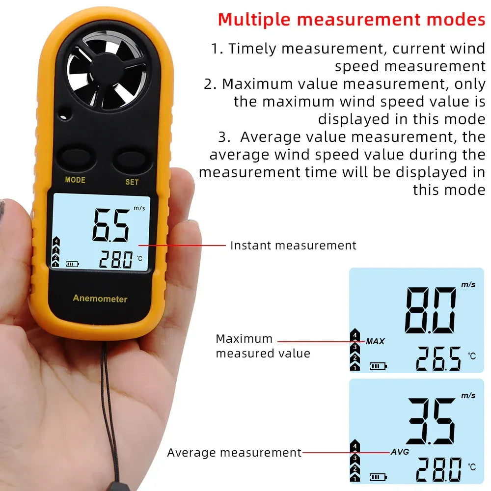 Digital Mini Air Velocity Wind Speed Meter Anemometer - Omega Lifestyles