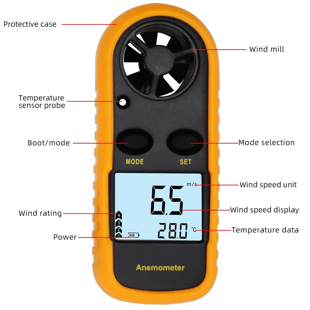 Digital Mini Air Velocity Wind Speed Meter Anemometer - Omega Lifestyles
