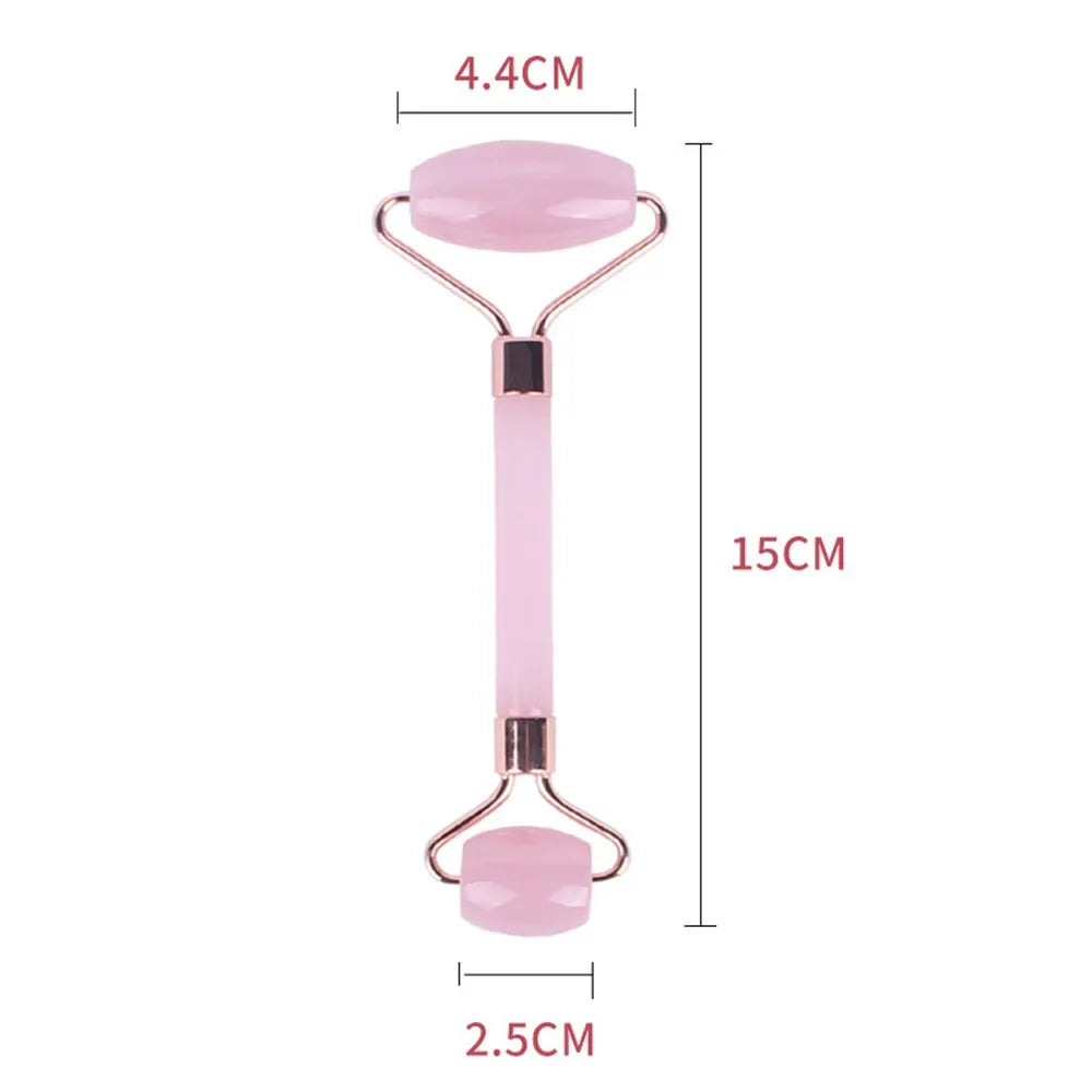 Pink Resin Jade Roller And Gua Sha Facial Massage Set - Omega Lifestyles