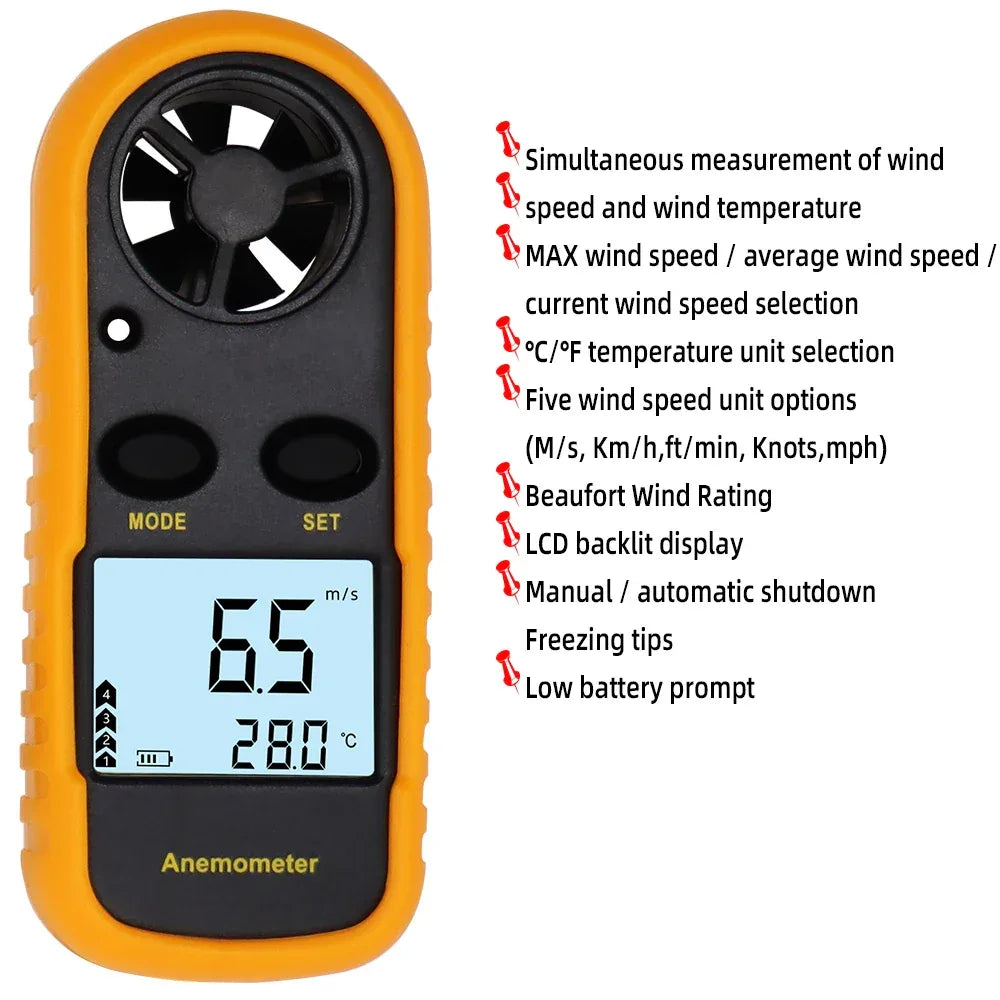 Digital Mini Air Velocity Wind Speed Meter Anemometer - Omega Lifestyles