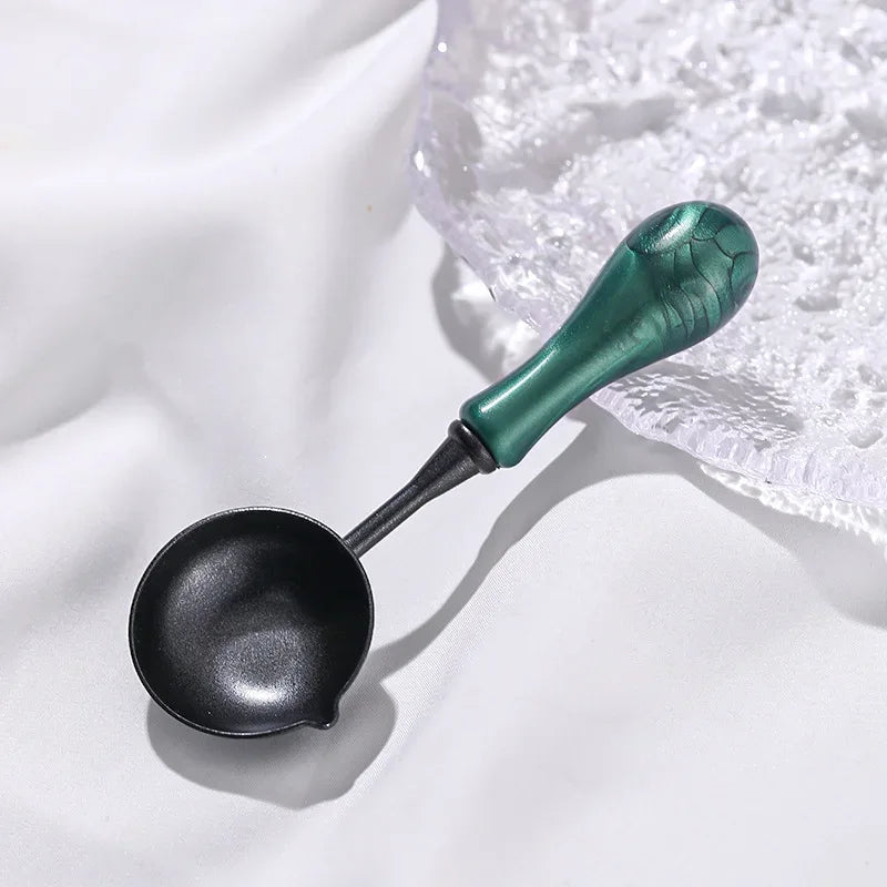 Wood Handle Non-Stick Double Spout Wax Seal Spoon - Omega Lifestyles