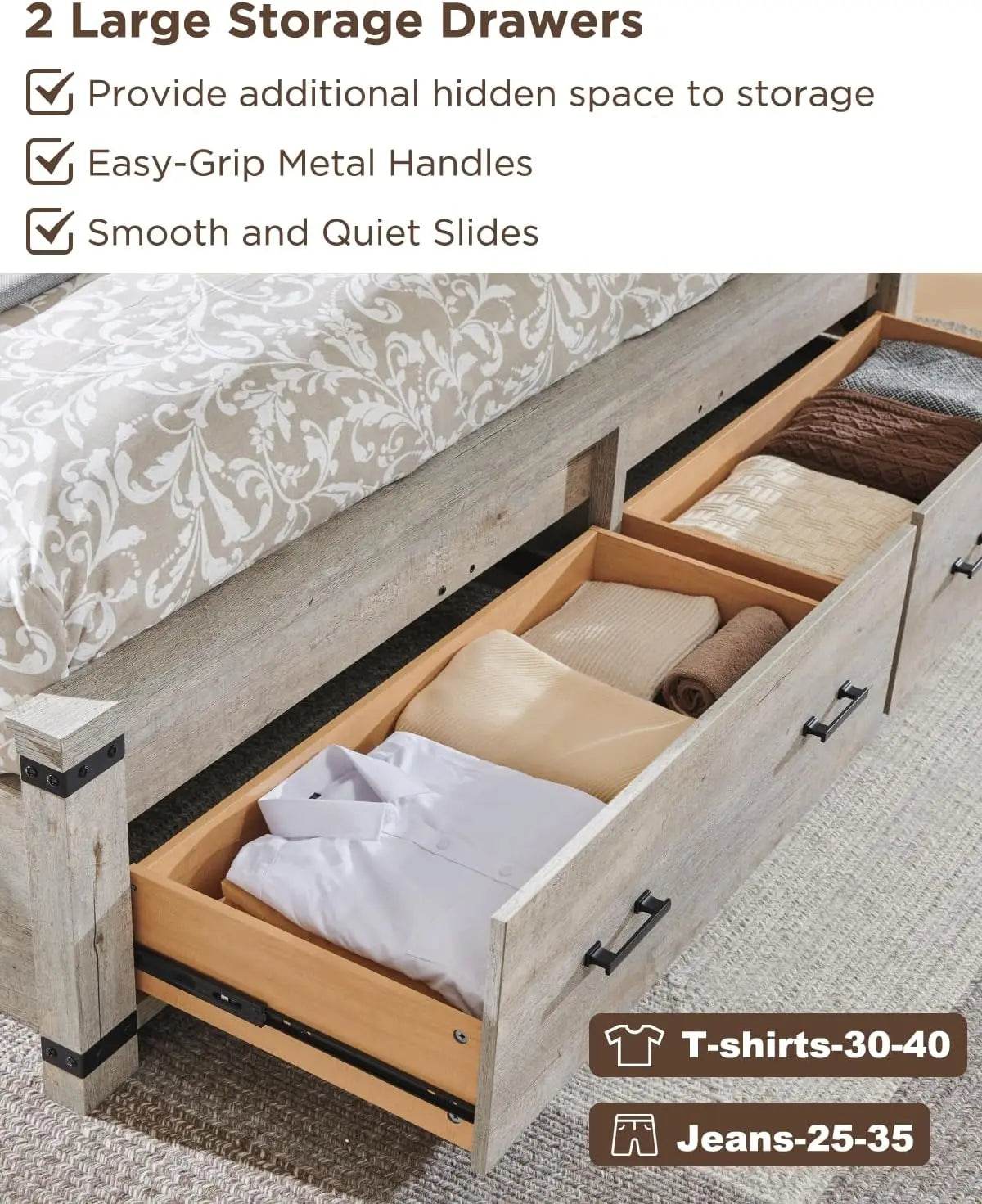 Farmhouse Rustic Wood Bed Frame - Omega Lifestyles