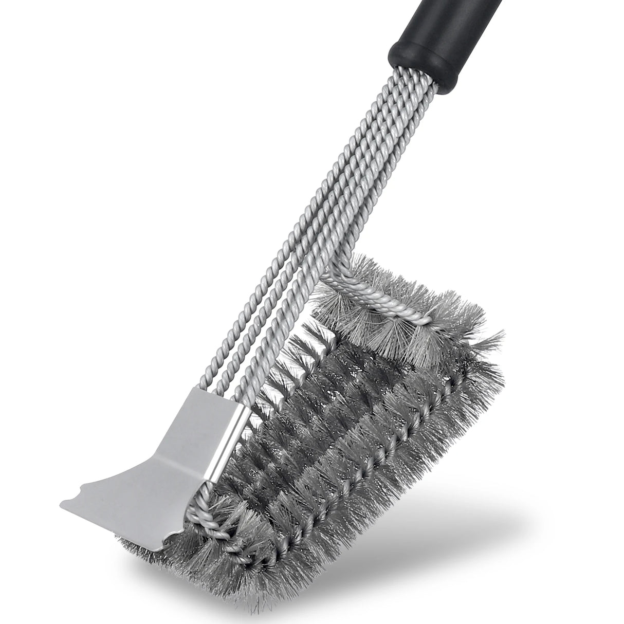 Stainless Steel Grill Brush With Scraper And Scrubber