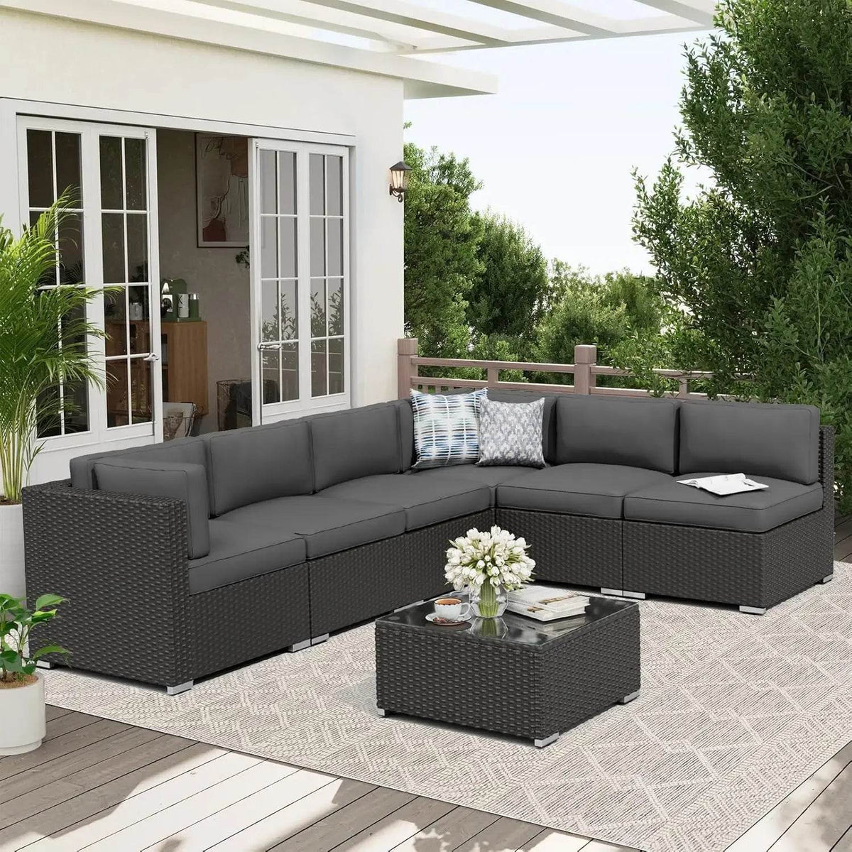 7-Piece Outdoor Rattan Wicker Sectional Sofa Set - Omega Lifestyles