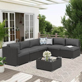 7-Piece Outdoor Rattan Wicker Sectional Sofa Set - Omega Lifestyles