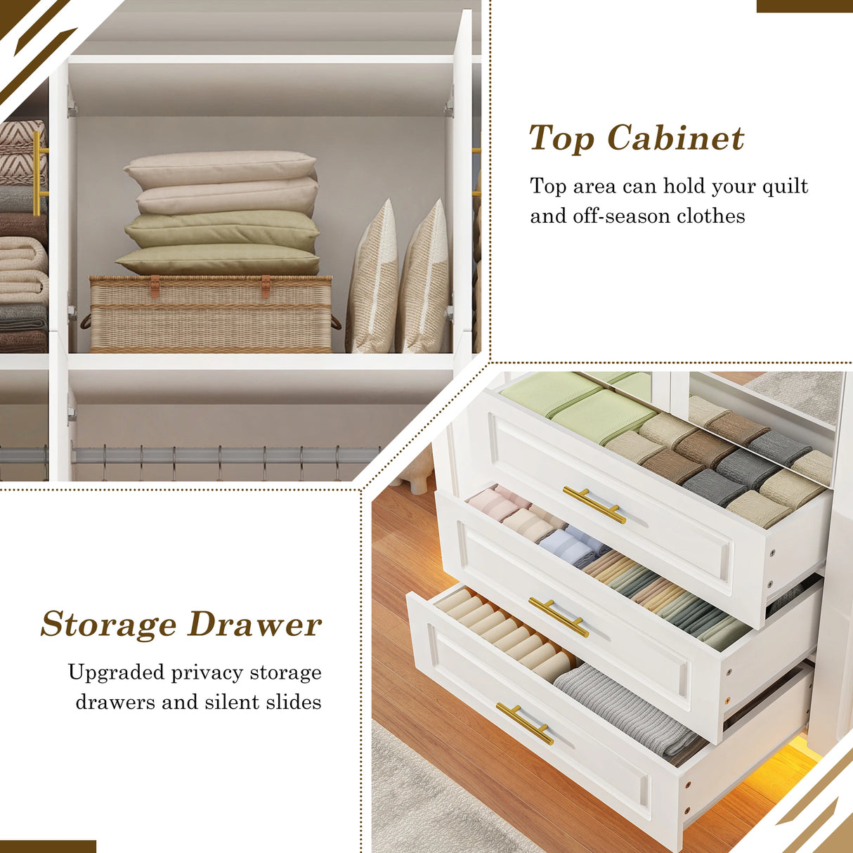 Modern Minimalist 4-Door LED Armoire Wardrobe Closet