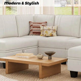 Velvet L-Shaped Sectional Sofa With Ottoman - Omega Lifestyles