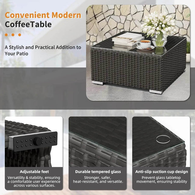 7-Piece Outdoor Rattan Wicker Sectional Sofa Set - Omega Lifestyles