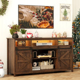 Farmhouse LED Wood Sliding Barn Door TV Stand
