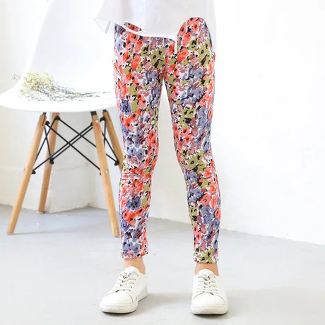 Girls Printed Cotton Polyester Stretch Leggings - Omega Lifestyles