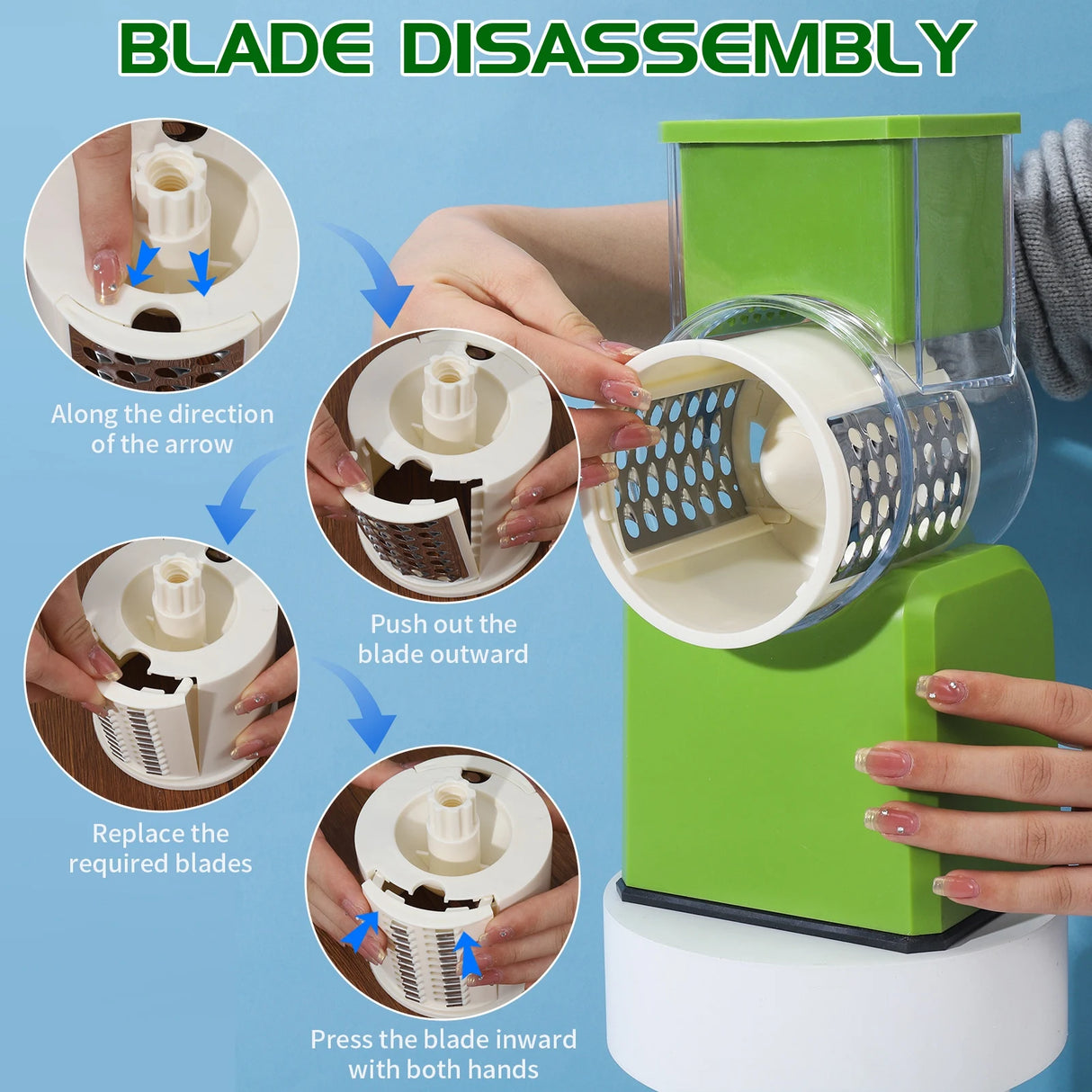 3-in-1 Rotary Cheese Grater Manual Vegetable Slicer