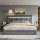 Queen Upholstered Bed Frame With Storage Drawers - Omega Lifestyles