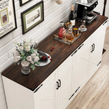 Farmhouse 65-Inch Wood Adjustable Shelf Sideboard Cabinet