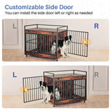 Industrial Wood Heavy Duty Large Dog Crate With Wheels - Omega Lifestyles