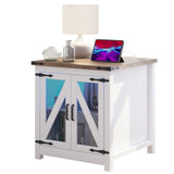 24-Inch Farmhouse Industrial End Table With Charging Station