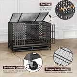 Heavy Duty 48-Inch Alloy Steel Dog Crate With Wheels - Sleep Galleria
