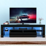Modern RGB LED Wooden TV Stand With Storage Drawers