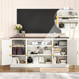 66-Inch Farmhouse Wooden TV Stand With Power Outlets