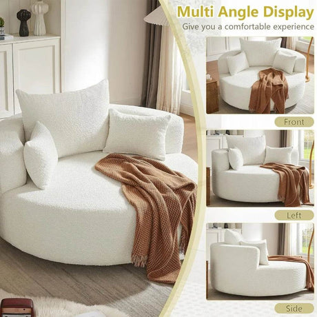 Oversized 360-Degree Swivel Chenille Chair - Omega Lifestyles