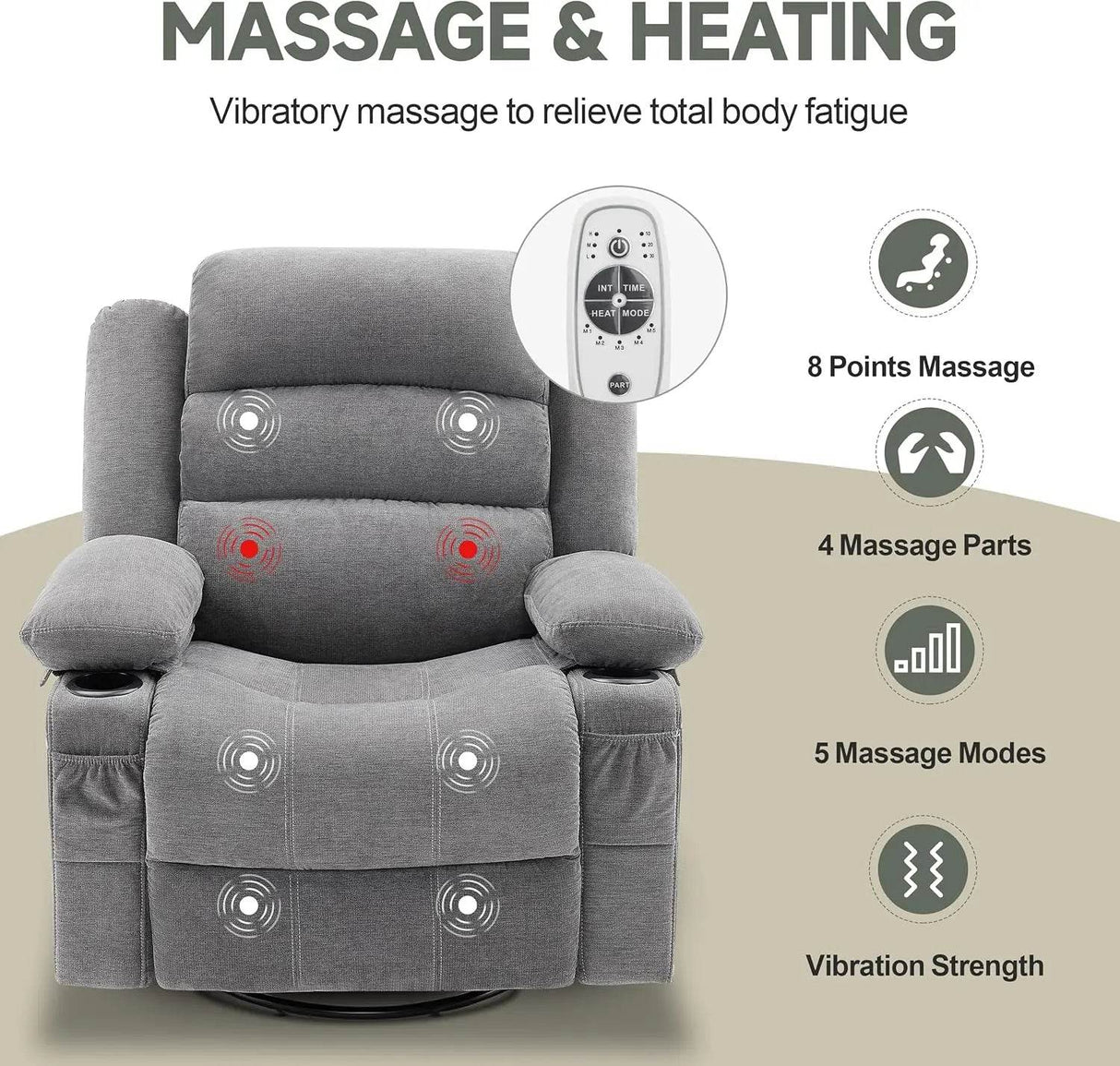 Oversized Rocker Recliner Chair with Heat Massage - Omega Lifestyles