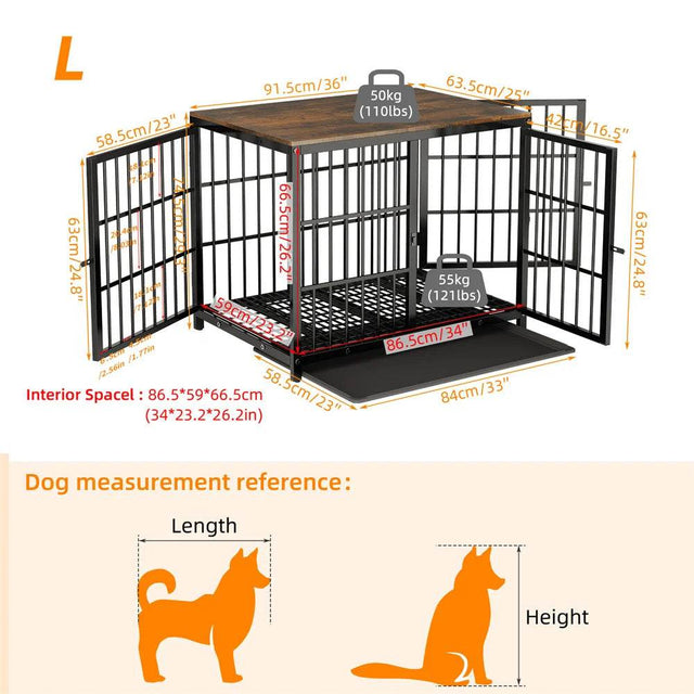 Multifunctional Wooden Dog Crate With Removable Tray - Omega Lifestyles