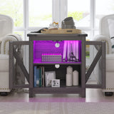 24-Inch Farmhouse Industrial End Table With Charging Station